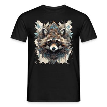 raccoon raccoon raccoon head animals - Men's T-Shirt - black - Front - AI Model Male 178 light (178cm)