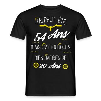 Cadeau 54 ans cycliste J ai des jambes de 20 ans - T-shirt homme - noir - Devant - AI Model Male 178 light (178cm)