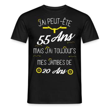 Cadeau 53 ans cycliste - T-shirt homme - noir - Devant - AI Model Male 178 light (178cm)