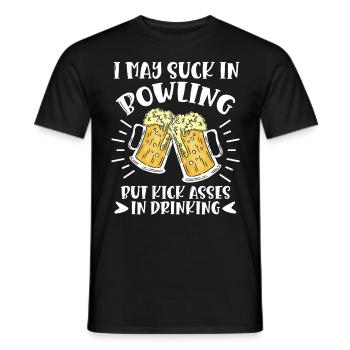 Bowling Player I may Suck in Bowling Beer Fan - Men's T-Shirt - black - Front - AI Model Male 178 light (178cm)