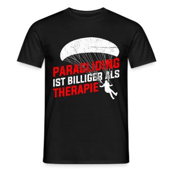 Paragliding is cheaper than sport flying therapy - Men's T-Shirt - black - Front - AI Model Male 178 light (178cm)