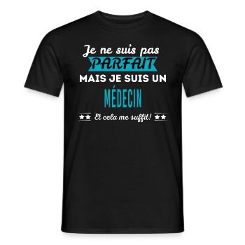 Je ne suis pas parfait MÉDECIN - T-shirt homme - noir - Devant - AI Model Male 178 light (178cm)