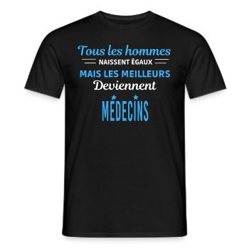 tous les hommes naissent égaux Médecins - T-shirt homme - noir - Devant - AI Model Male 178 light (178cm)