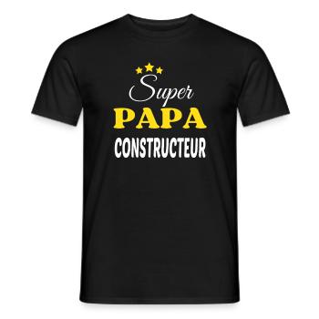 Super Papa CONSTRUCTEUR ANNIVERSAIRE - T-shirt homme - noir - Devant - AI Model Male 178 light (178cm)