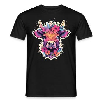 Vache Tête de vache Audacieuse Agriculture Veau - T-shirt homme - noir - Devant - AI Model Male 178 light (178cm)