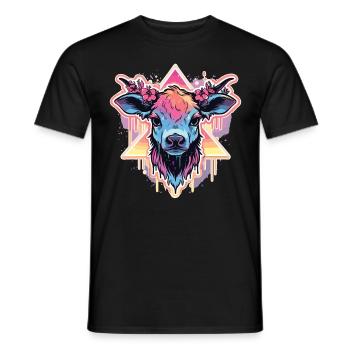 Vache Tête de vache Audacieuse Agriculture Veau - T-shirt homme - noir - Devant - AI Model Male 178 light (178cm)