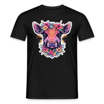 Vache Tête de vache Audacieuse Agriculture Veau - T-shirt homme - noir - Devant - AI Model Male 178 light (178cm)