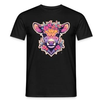Vache Tête de vache Audacieuse Agriculture Veau - T-shirt homme - noir - Devant - AI Model Male 178 light (178cm)