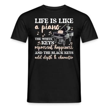 Life Is Like A Piano Piano Player - Men's T-Shirt - black - Front - AI Model Male 178 light (178cm)
