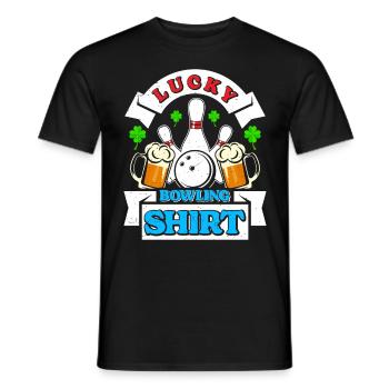 Bowling Player Lucky Bowling Shirt Beer Drinker - Men's T-Shirt - black - Front - AI Model Male 178 light (178cm)