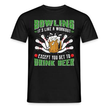 Bowling is like a Workout Biertrinker Bowler - Men's T-Shirt - black - Front - AI Model Male 178 light (178cm)