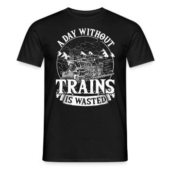A Day Without Trains Is Railroad Railfan - Men's T-Shirt - black - Front - AI Model Male 178 light (178cm)