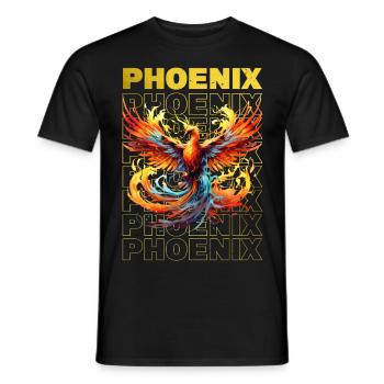 Phoenix Phoenix Fire Flames Mythologie des oiseaux - T-shirt homme - noir - Devant - AI Model Male 178 light (178cm)