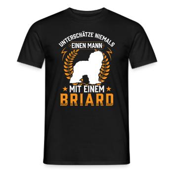 Mann mit Briard Berger de Brie - Männer T-Shirt - Schwarz - Vorne - AI Model Male 178 light (178cm)