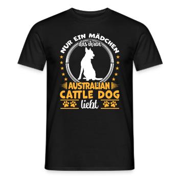 Mädchen das Australian Cattle Dog liebt - Männer T-Shirt - Schwarz - Vorne - AI Model Male 178 light (178cm)