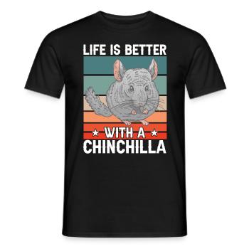 Leben mit Chinchilla Nagetier Wollmaus - Männer T-Shirt - Schwarz - Vorne - AI Model Male 178 light (178cm)