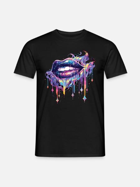 Lippen Kussmund Kuss Mund Rote Lippen - Männer T-Shirt - Schwarz