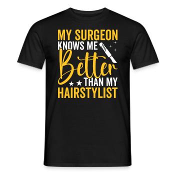 Plastic surgeon knows me better surgical - Men's T-Shirt - black - Front - AI Model Male 178 light (178cm)