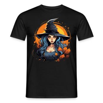 Halloween Mystische Hexe im Glanz des Vollmondes - Männer T-Shirt - Schwarz - Vorne - AI Model Male 178 light (178cm)