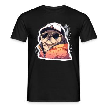 Mops Mops Hund Mops Sonnenbrille Mops Geschenk - Männer T-Shirt - Schwarz - Vorne - AI Model Male 178 light (178cm)