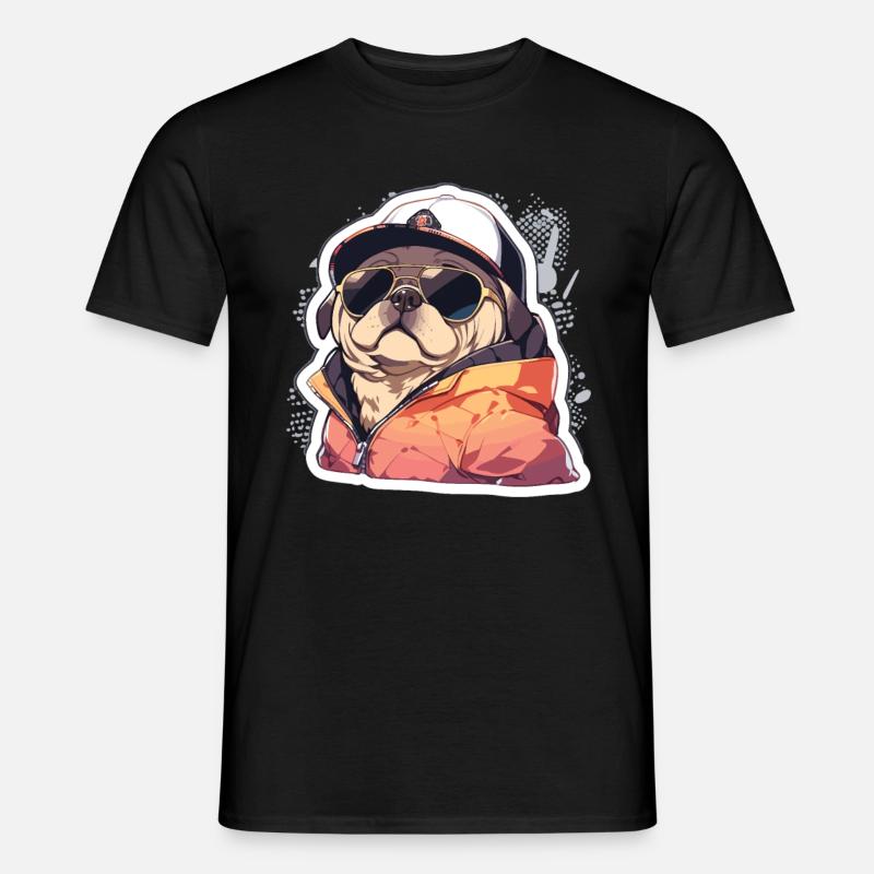 Mops Mops Hund Mops Sonnenbrille Mops Geschenk - Männer T-Shirt - Schwarz