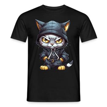 Katze Hip Hop Rap Rapper DJ Ghetto Crew Gangster - Männer T-Shirt - Schwarz - Vorne - AI Model Male 178 light (178cm)