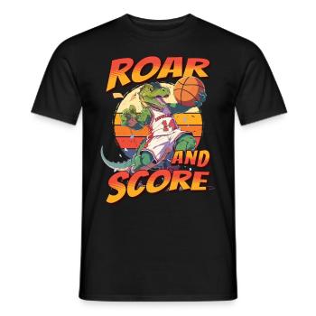Basketball Dino T-Rex Player Sports Comic Cartoon - Men's T-Shirt - black - Front - AI Model Male 178 light (178cm)