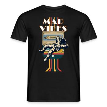 Coole Retro-Vibes Astronaut - Männer T-Shirt - Schwarz - Vorne - AI Model Male 178 light (178cm)