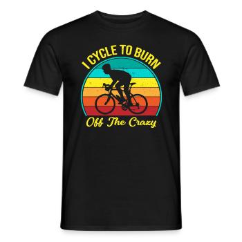 Bicycle Sun and Cyclists & "Burn Off The Crazy" - Men's T-Shirt - black - Front - AI Model Male 178 light (178cm)