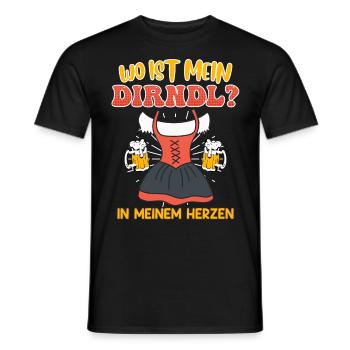 Trachten Shirt Wo ist mein Dirndl? Bayerisches - Männer T-Shirt - Schwarz - Vorne - AI Model Male 178 light (178cm)