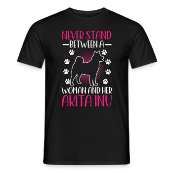 Frau und ihr Akita Inu japanischer Akita Inu - Männer T-Shirt - Schwarz - Vorne - AI Model Male 178 light (178cm)