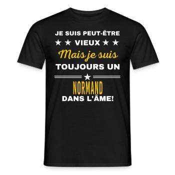 Je suis peut-être vieux NORMAND - T-shirt homme - noir - Devant - AI Model Male 178 light (178cm)