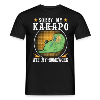 Kakapo ate homework parrot - Men's T-Shirt - black - Front - AI Model Male 178 light (178cm)