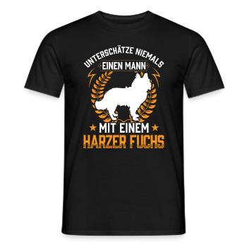 Mann mit Harzer Fuchs Altdeutscher Hütehund - Männer T-Shirt - Schwarz - Vorne - AI Model Male 178 light (178cm)
