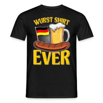 Wurst Shirt Ever Deutsches Essen Bratwurst - Männer T-Shirt - Schwarz - Vorne - AI Model Male 178 light (178cm)