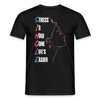 Le stress de la fête de divorce heureuse est maintenant - T-shirt homme - noir - Devant - AI Model Male 178 light (178cm)