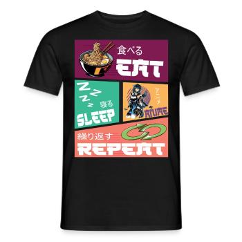 Eat Sleep Anime Repeat - Men's T-Shirt - black - Front - AI Model Male 178 light (178cm)