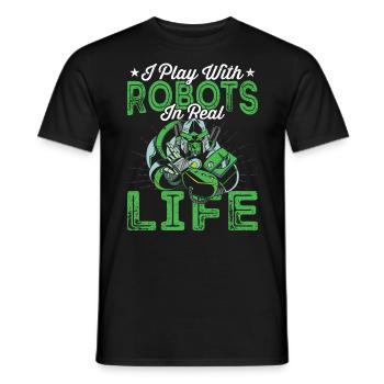 Robotik-liebhaber, Ich Spiele Mit - Männer T-Shirt - Schwarz - Vorne - AI Model Male 178 light (178cm)