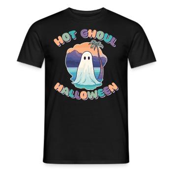 Groovy Ghost Palm Beach Hot Ghoul Halloween - Men's T-Shirt - black - Front - AI Model Male 178 light (178cm)