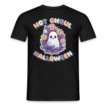 Groovy Ghost Flowers Hot Ghoul Halloween - Men's T-Shirt - black - Front - AI Model Male 178 light (178cm)