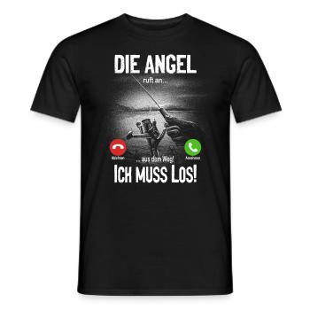 Die Angel ruft an... aus dem Weg, ich muss los! - Männer T-Shirt - Schwarz - Vorne - AI Model Male 178 light (178cm)