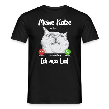 Meine Katze ruft an... aus dem Weg, ich muss los! - Männer T-Shirt - Schwarz - Vorne - AI Model Male 178 light (178cm)