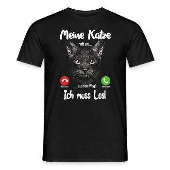 Meine Katze ruft an... aus dem Weg, ich muss los! - Männer T-Shirt - Schwarz - Vorne - AI Model Male 178 light (178cm)
