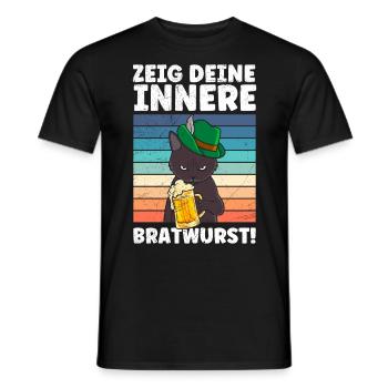 Deutschland Bierfan Zeig deine Innere Bratwurst - Männer T-Shirt - Schwarz - Vorne - AI Model Male 178 light (178cm)