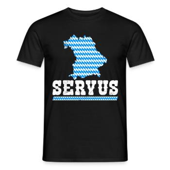Bayerisch Servus Freistaat Bayern Blau Weiß - Men's T-Shirt - black - Front - AI Model Male 178 light (178cm)