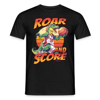 Basketball Dino T-Rex Player Sports Comic Cartoon - Men's T-Shirt - black - Front - AI Model Male 178 light (178cm)