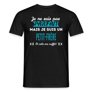 Je ne suis pas parfait PETIT-FRÈRE - T-shirt homme - noir - Devant - AI Model Male 178 light (178cm)