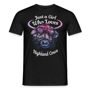 Just A Girl Who Loves Highland Cows - Männer T-Shirt - Schwarz - Vorne - AI Model Male 178 light (178cm)