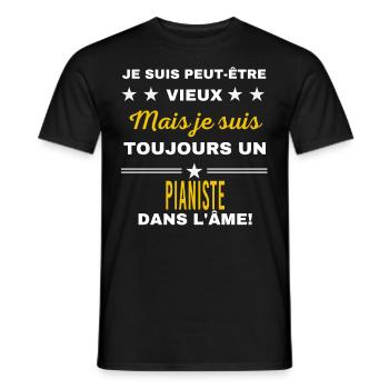 Je suis peut-être vieux PIANISTE - T-shirt homme - noir - Devant - AI Model Male 178 light (178cm)
