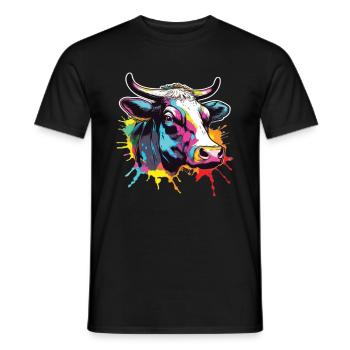 Vache Vaches Tête de vache Agriculture Agriculteur - T-shirt homme - noir - Devant - AI Model Male 178 light (178cm)